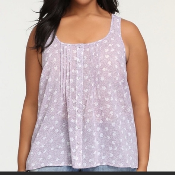 Torrid Purple & White Floral Tulip Back Slip Tank Top Size 2 - Picture 1 of 7